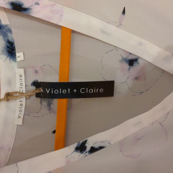 Violet+Claire 3/4 Sleeve V Neck Floral Blouse White Blue Pink Size S - Picture 2 of 8